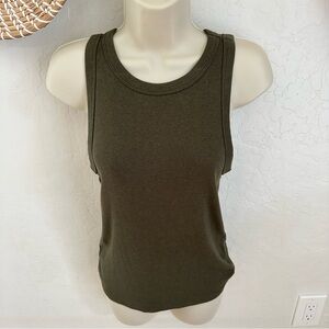 a new day Dark Olive Green Ribbed High Neck Tank Top. Size XL